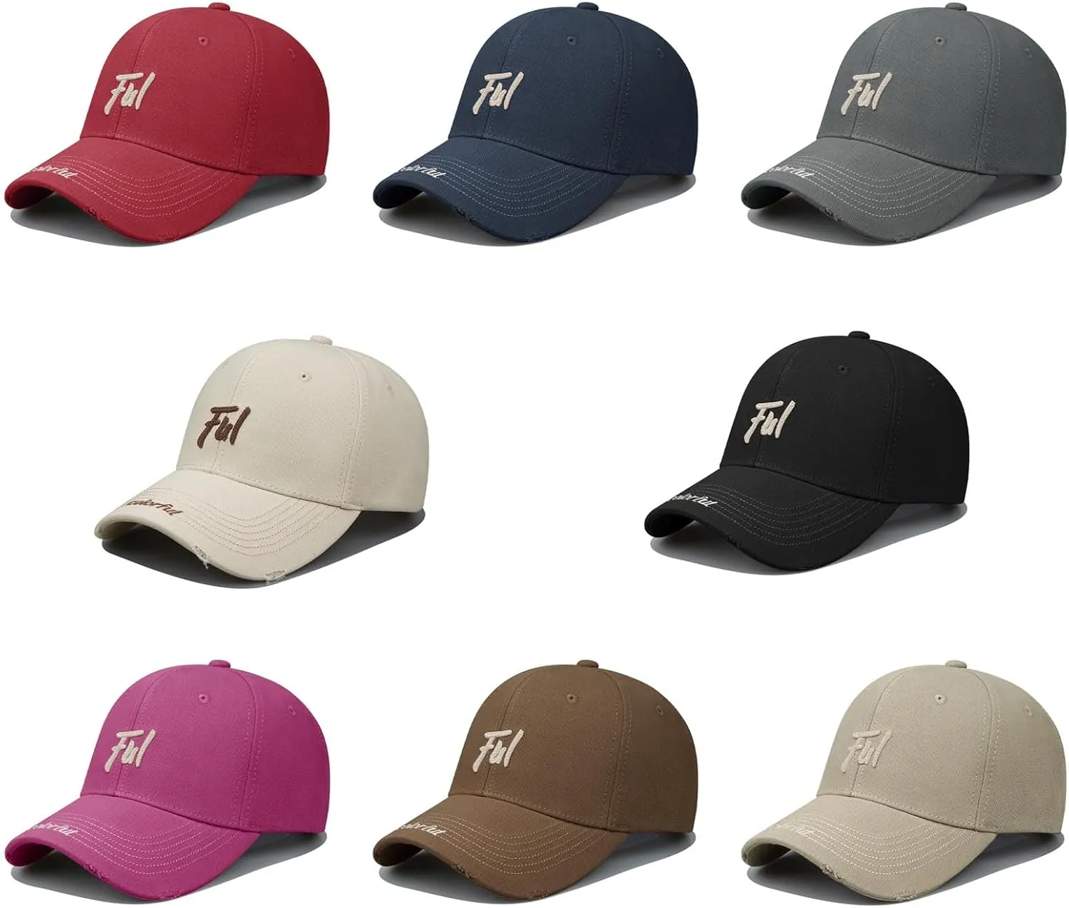 CLAPE Structured Baseball Cap Distressed Cotton Dad Hat Vintage Trucker Hat Curved Brim Snapback Hat Embroidery Ball Caps