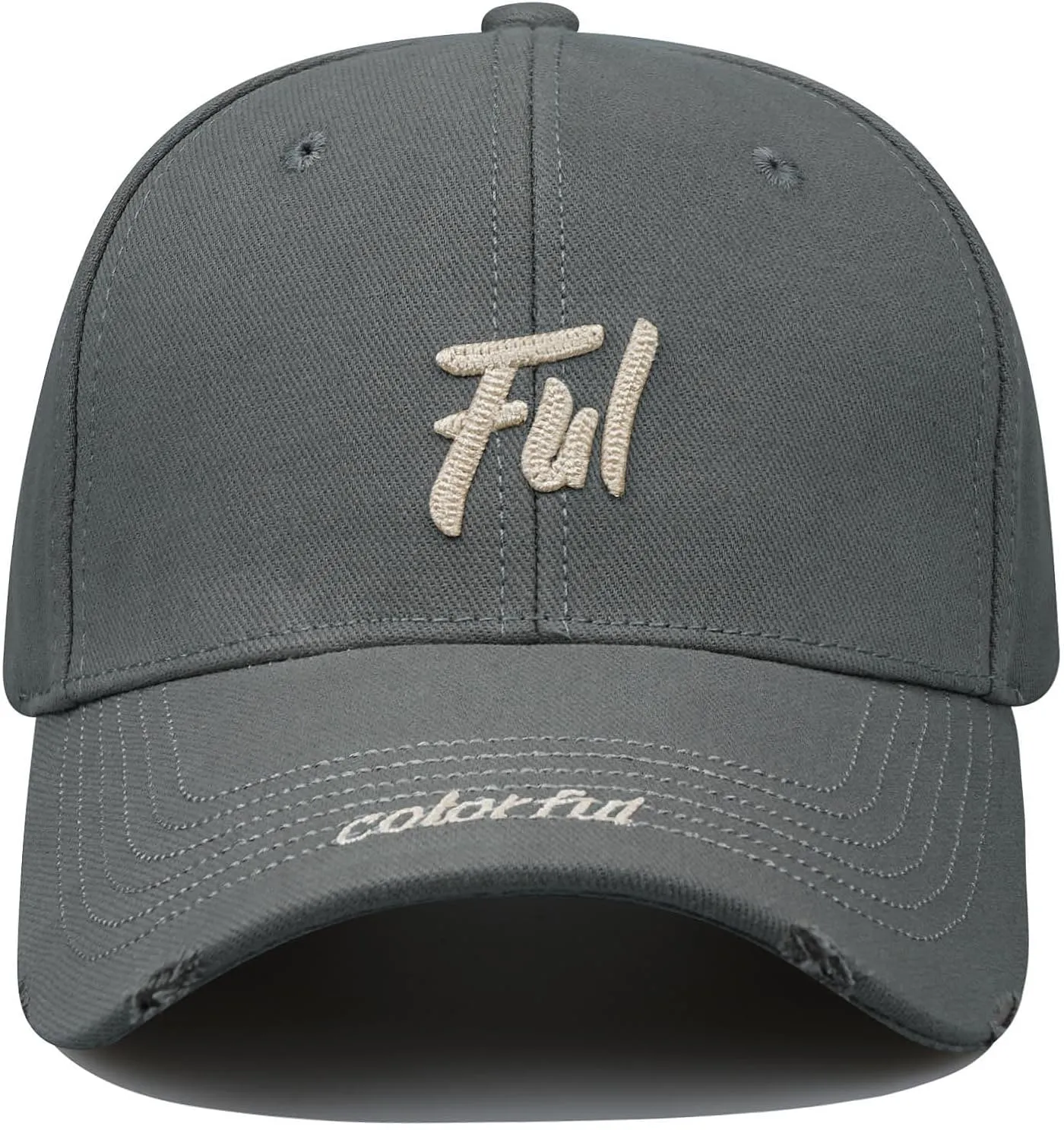 CLAPE Structured Baseball Cap Distressed Cotton Dad Hat Vintage Trucker Hat Curved Brim Snapback Hat Embroidery Ball Caps