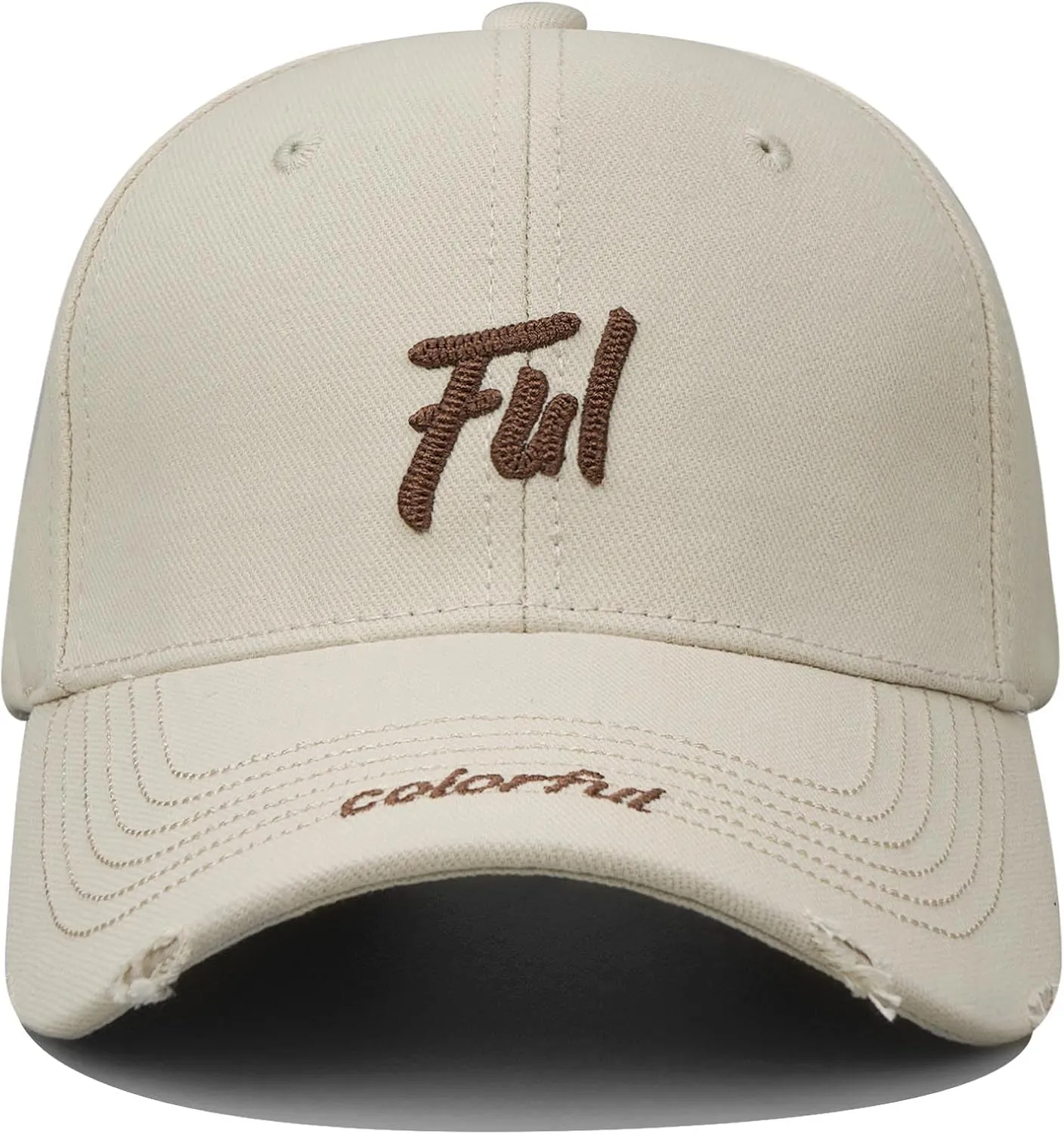 CLAPE Structured Baseball Cap Distressed Cotton Dad Hat Vintage Trucker Hat Curved Brim Snapback Hat Embroidery Ball Caps