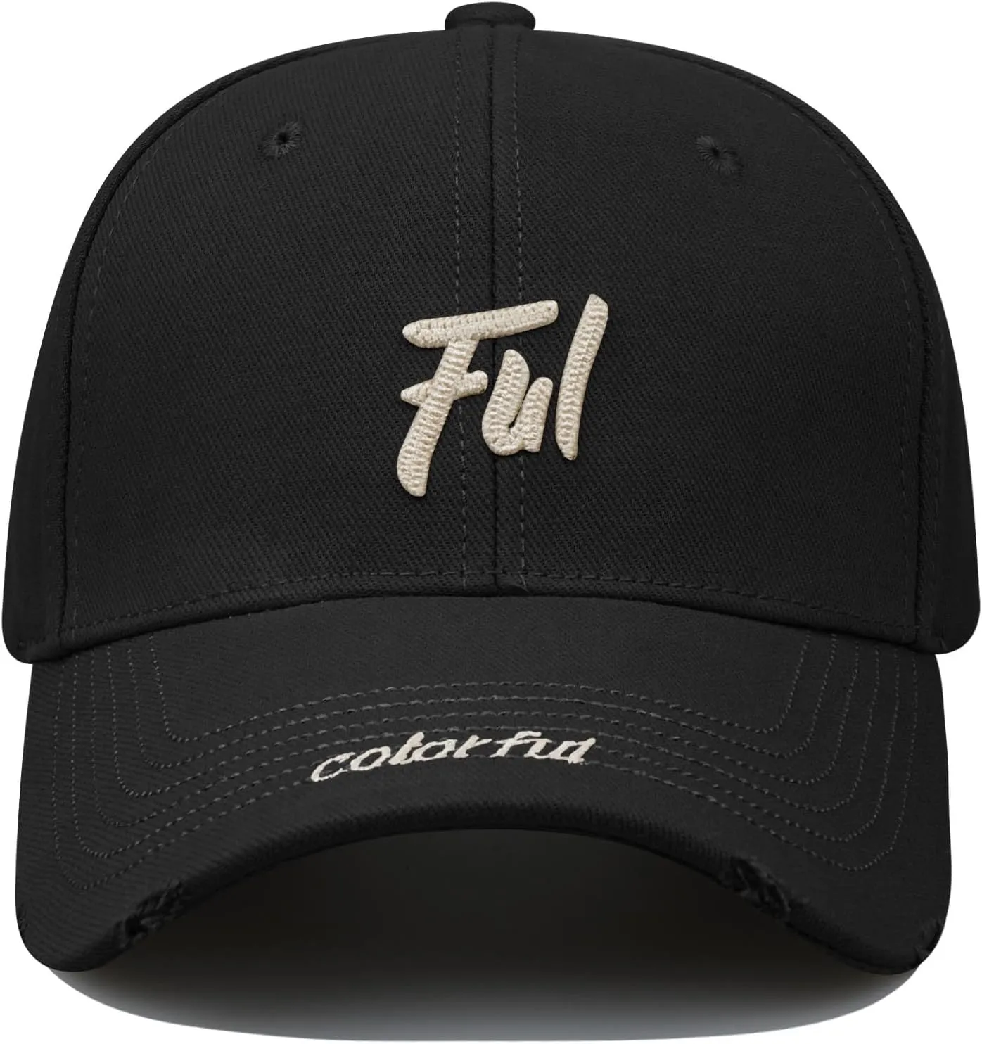 CLAPE Structured Baseball Cap Distressed Cotton Dad Hat Vintage Trucker Hat Curved Brim Snapback Hat Embroidery Ball Caps