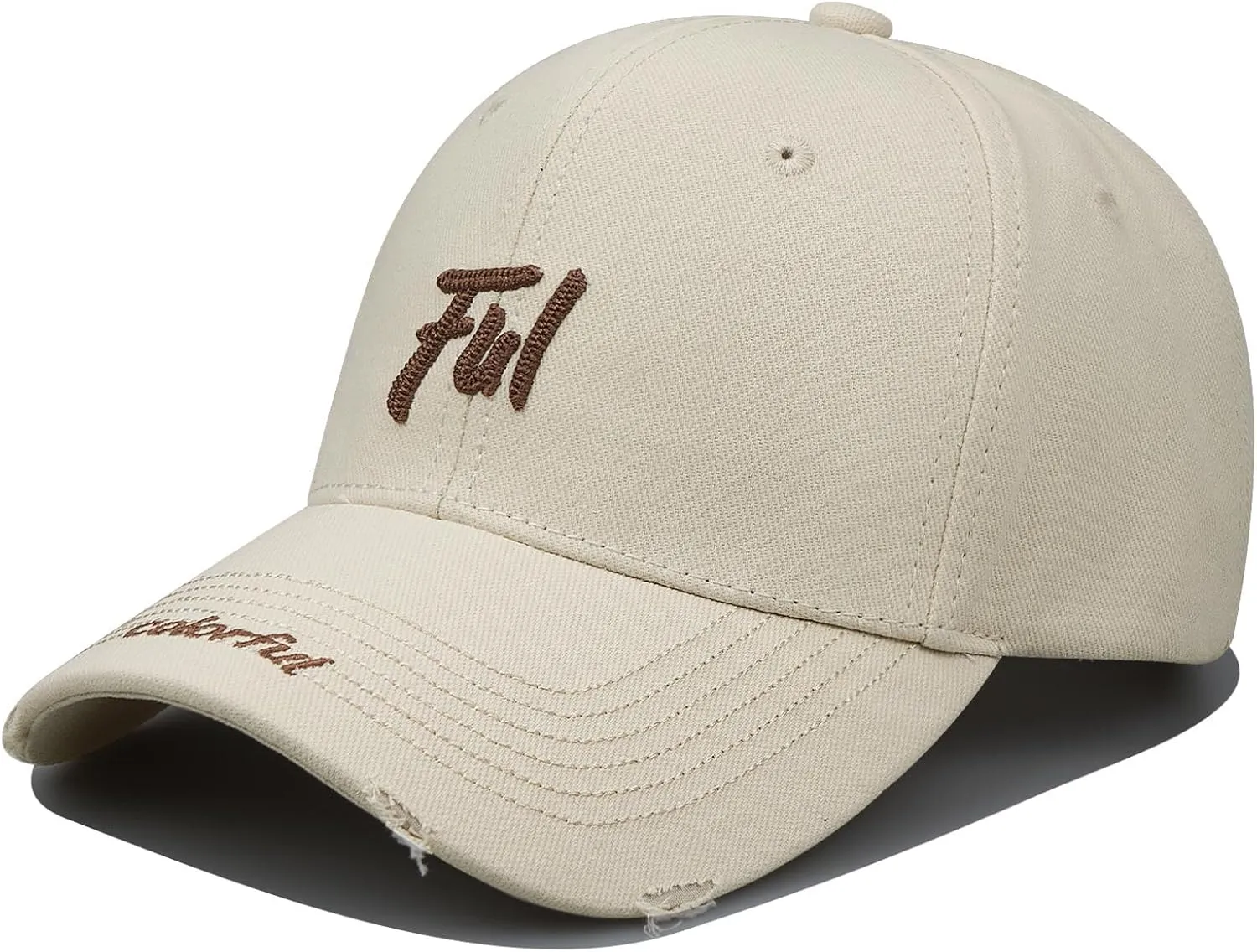 CLAPE Structured Baseball Cap Distressed Cotton Dad Hat Vintage Trucker Hat Curved Brim Snapback Hat Embroidery Ball Caps