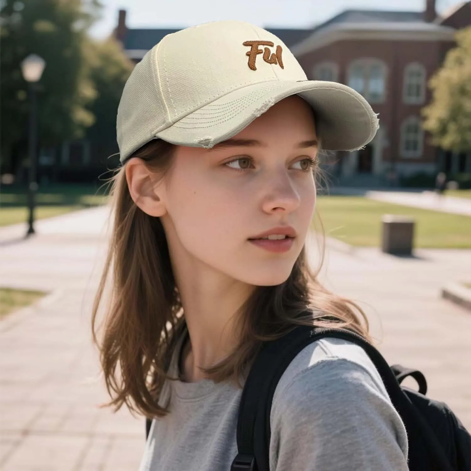 CLAPE Structured Baseball Cap Distressed Cotton Dad Hat Vintage Trucker Hat Curved Brim Snapback Hat Embroidery Ball Caps