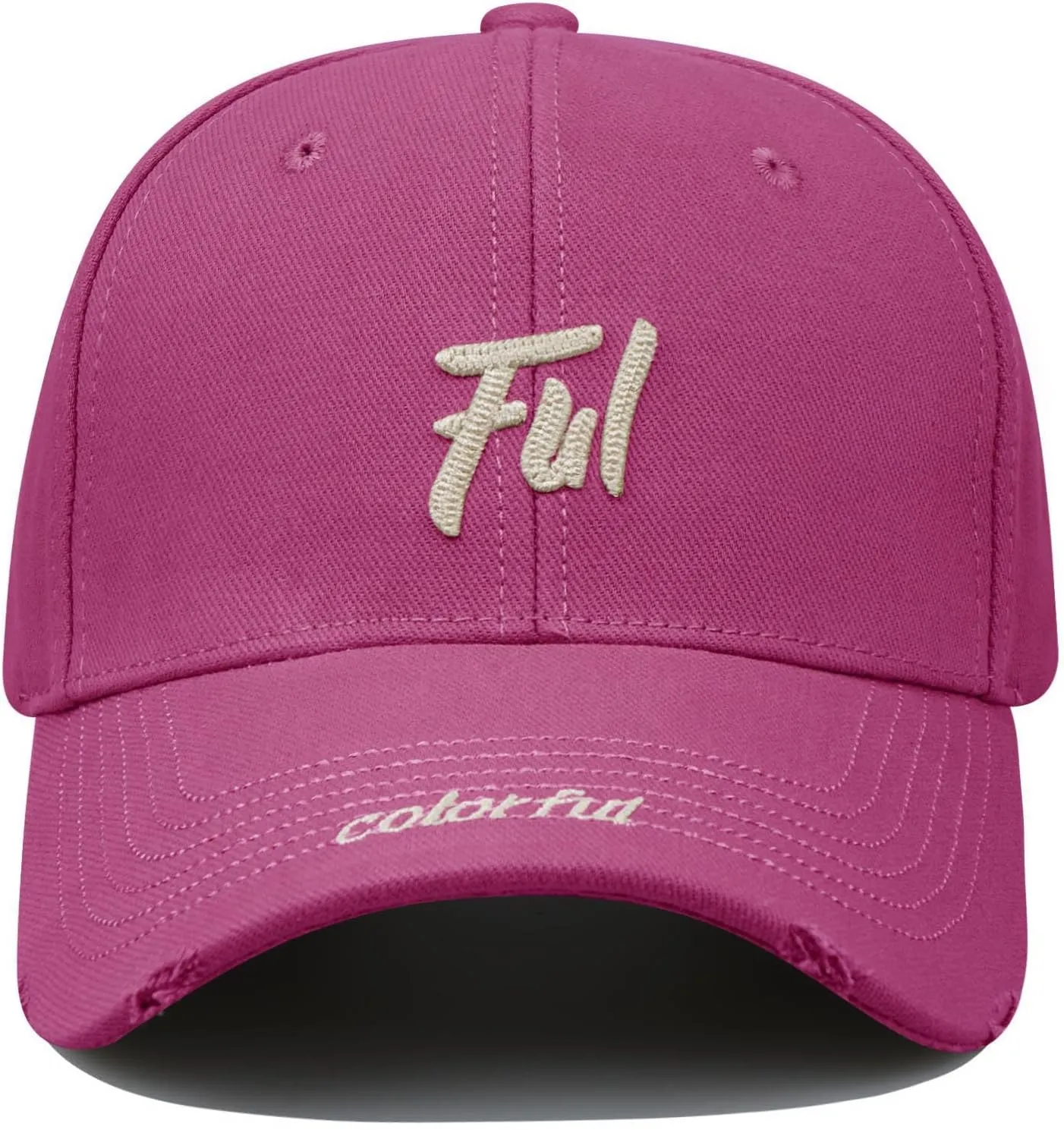 CLAPE Structured Baseball Cap Distressed Cotton Dad Hat Vintage Trucker Hat Curved Brim Snapback Hat Embroidery Ball Caps