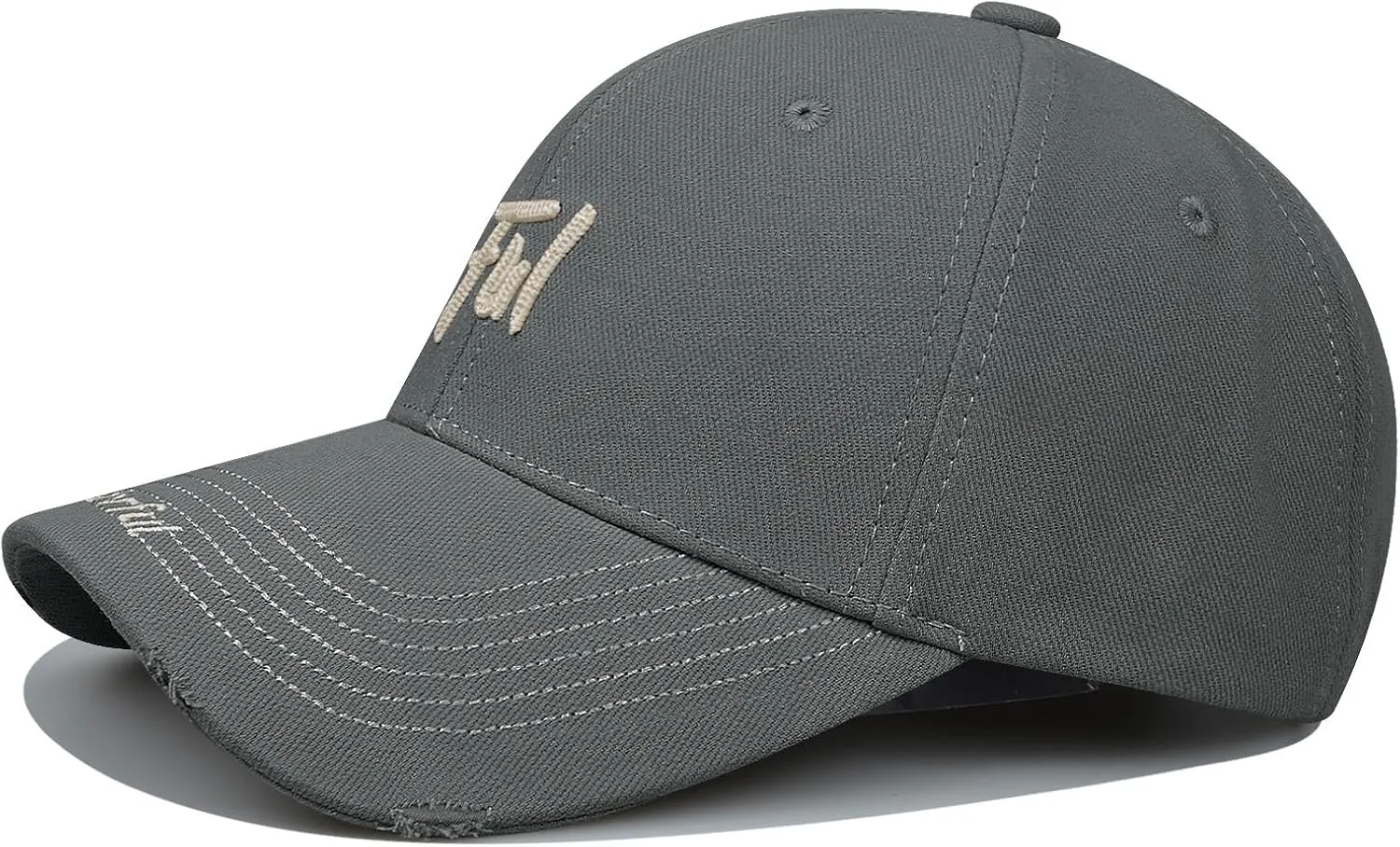 CLAPE Structured Baseball Cap Distressed Cotton Dad Hat Vintage Trucker Hat Curved Brim Snapback Hat Embroidery Ball Caps