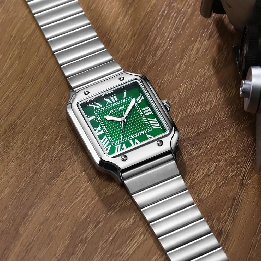 Classic Square Watches for Men with Roman Numerals Casual Watch