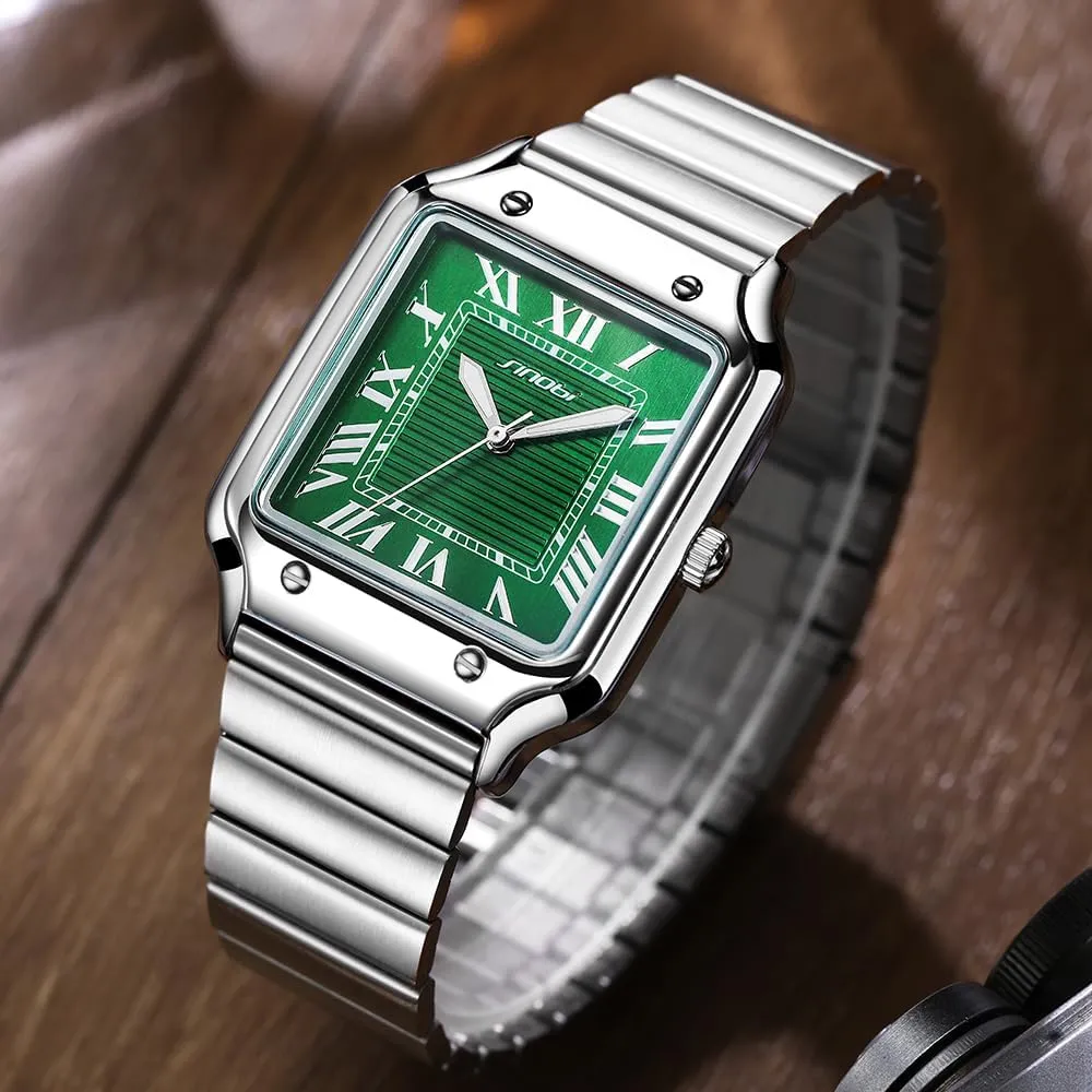 Classic Square Watches for Men with Roman Numerals Casual Watch