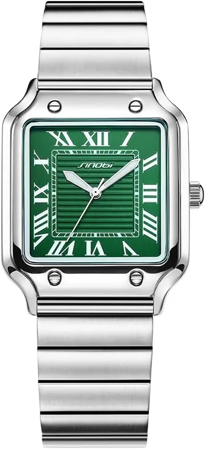 Classic Square Watches for Men with Roman Numerals Casual Watch