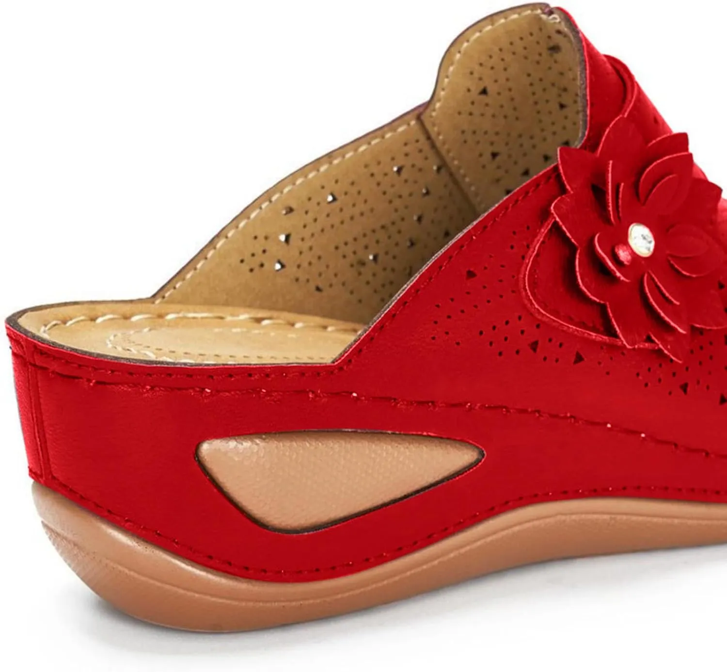 Clogs for Women Mules Shoes Hollow Out Slip On Platform Wedge Sandals Comfortable Open Toe Dressy Sandals Arch Support Closed Toe Sandal Outdoor Beach Slippers Breathable Shoes