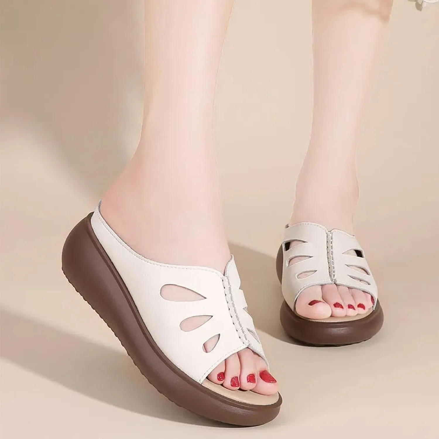 Comfy Platform Sandals for Women Casual Slip on Sandals Dressy Wedge Sandals with Arch Support Summer Beach Sandales