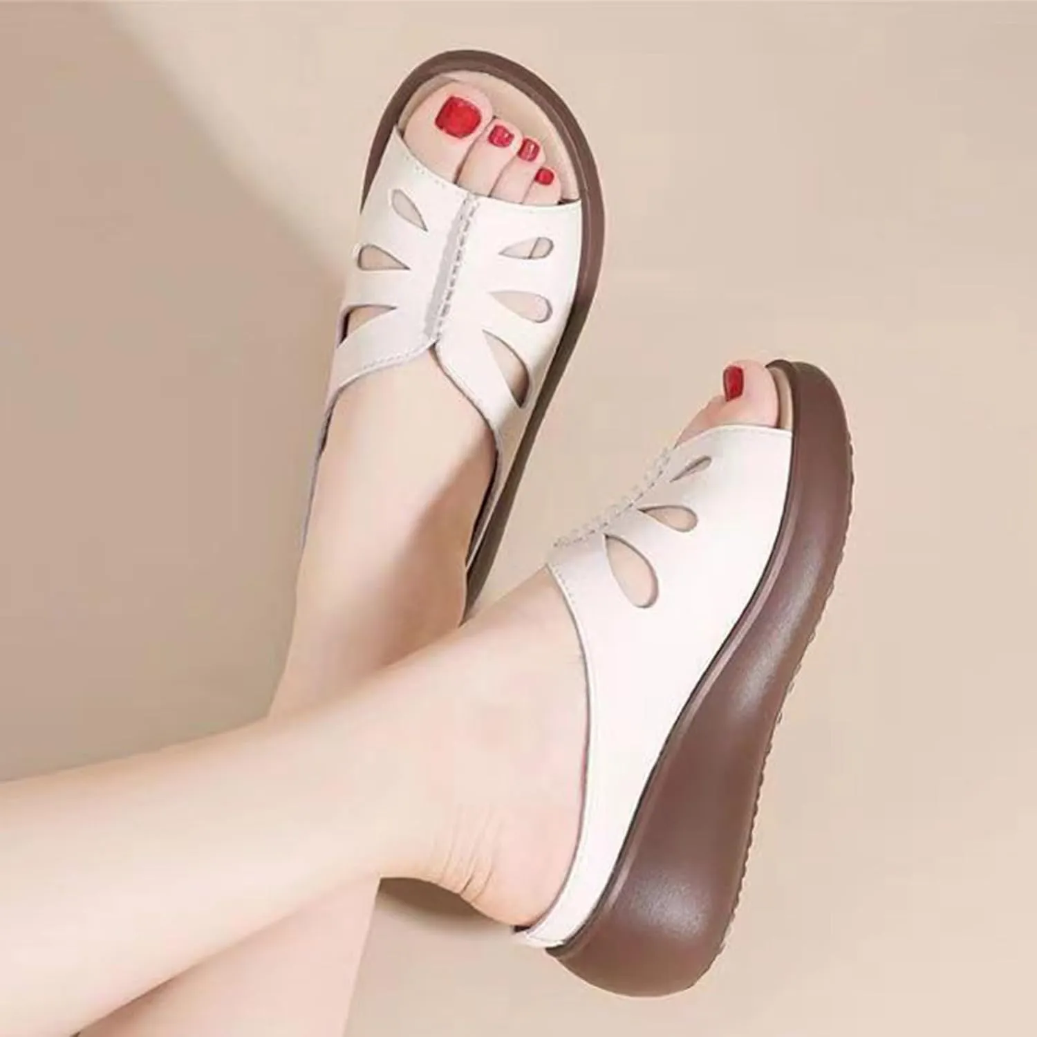 Comfy Platform Sandals for Women Casual Slip on Sandals Dressy Wedge Sandals with Arch Support Summer Beach Sandales