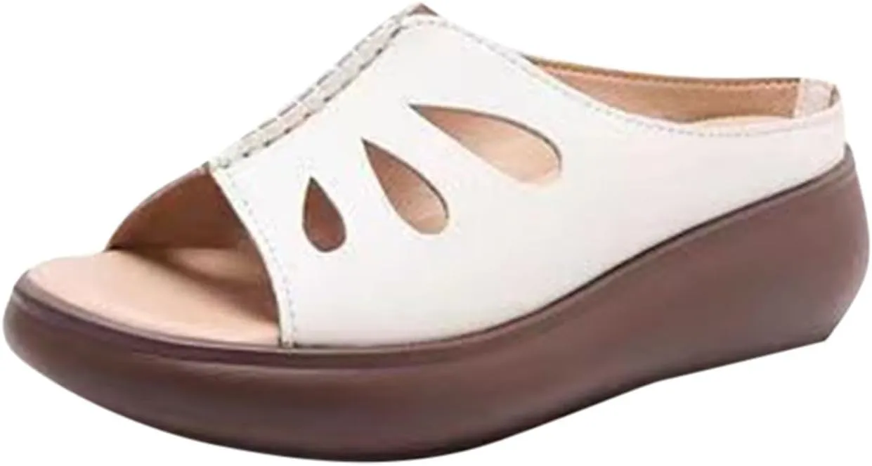 Comfy Platform Sandals for Women Casual Slip on Sandals Dressy Wedge Sandals with Arch Support Summer Beach Sandales
