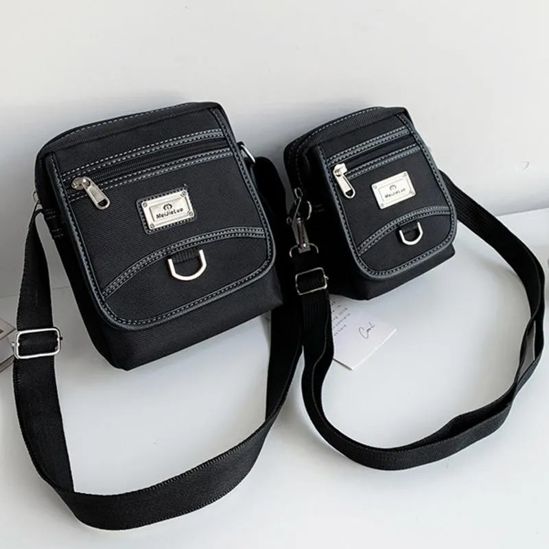 Compact Black Oxford Shoulder Crossbody Backpack With Single Strap For Men