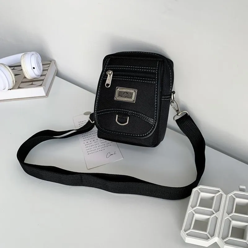 Compact Black Oxford Shoulder Crossbody Backpack With Single Strap For Men