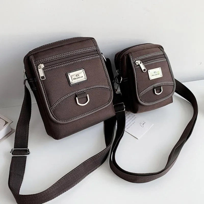Compact Black Oxford Shoulder Crossbody Backpack With Single Strap For Men