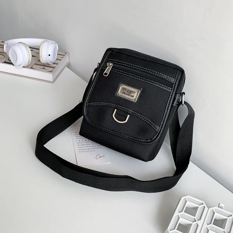 Compact Black Oxford Shoulder Crossbody Backpack With Single Strap For Men