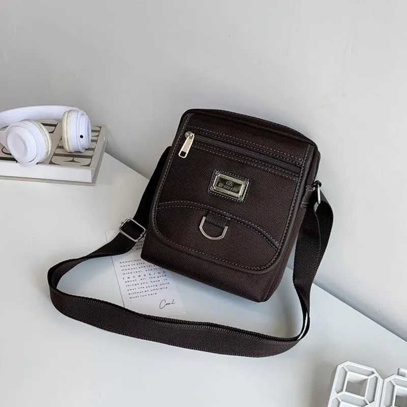Compact Black Oxford Shoulder Crossbody Backpack With Single Strap For Men