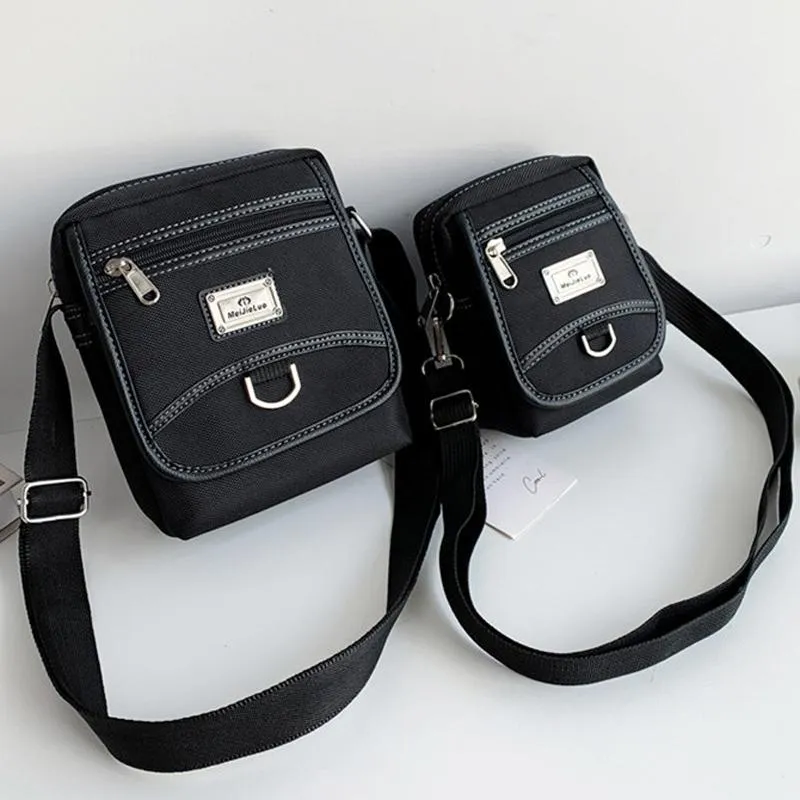 Compact Black Oxford Shoulder Crossbody Backpack With Single Strap For Men