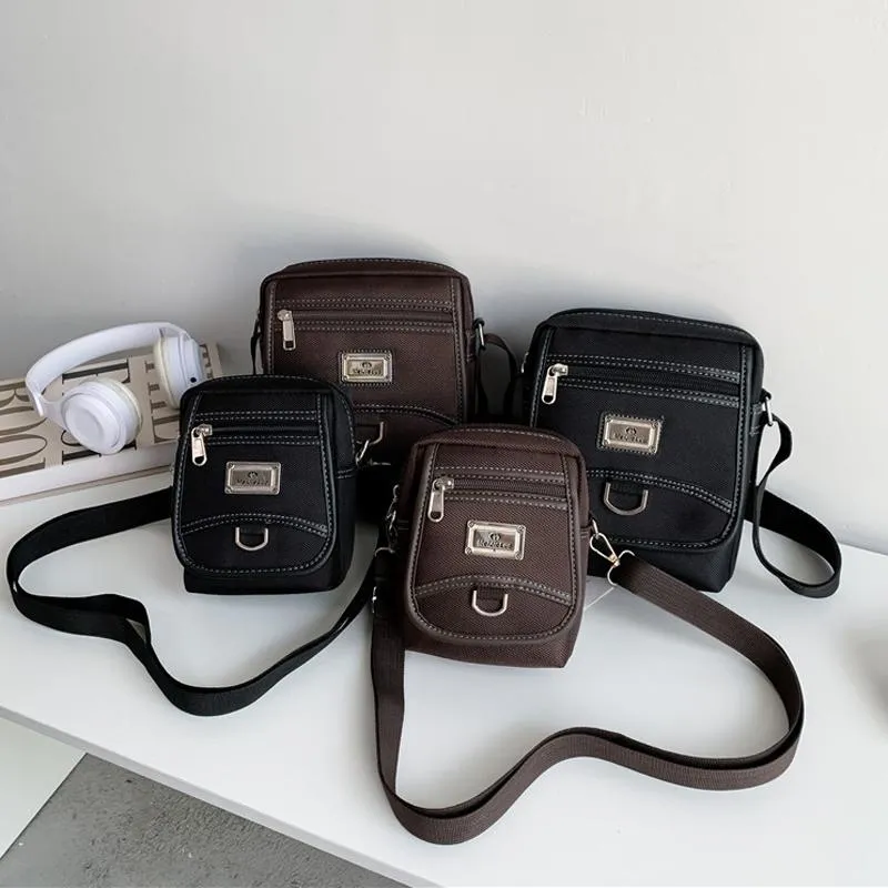 Compact Black Oxford Shoulder Crossbody Backpack With Single Strap For Men