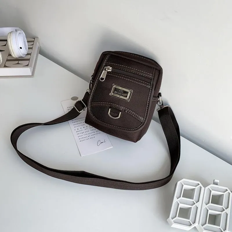 Compact Black Oxford Shoulder Crossbody Backpack With Single Strap For Men