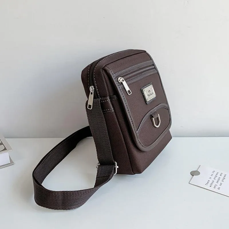Compact Black Oxford Shoulder Crossbody Backpack With Single Strap For Men
