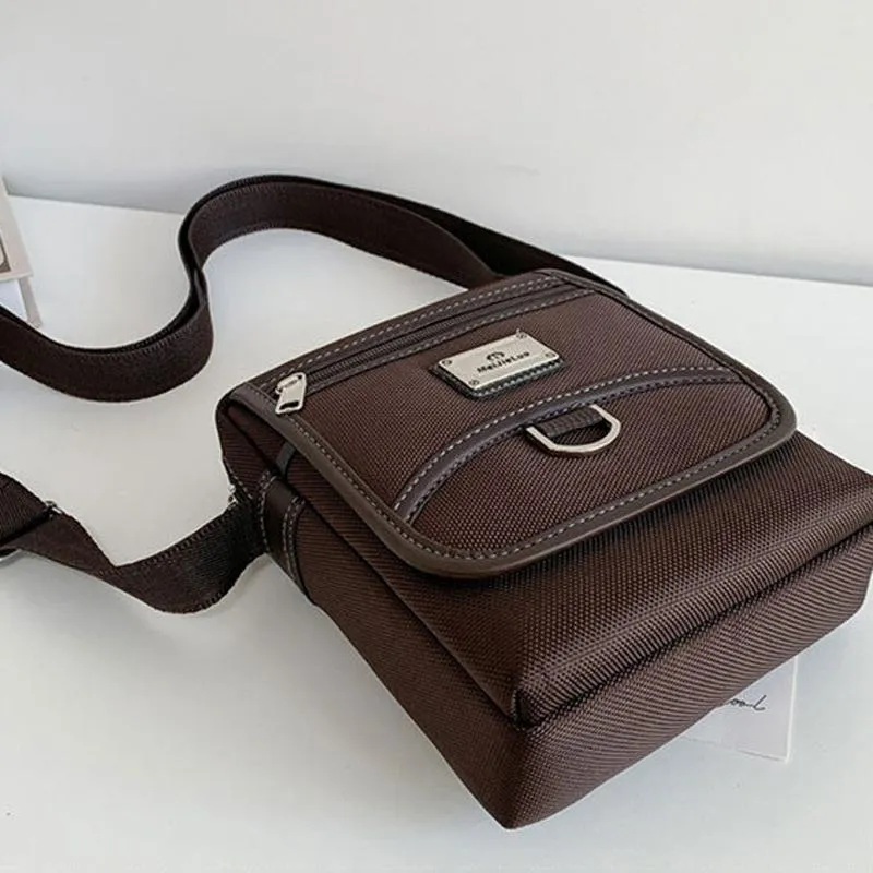 Compact Black Oxford Shoulder Crossbody Backpack With Single Strap For Men