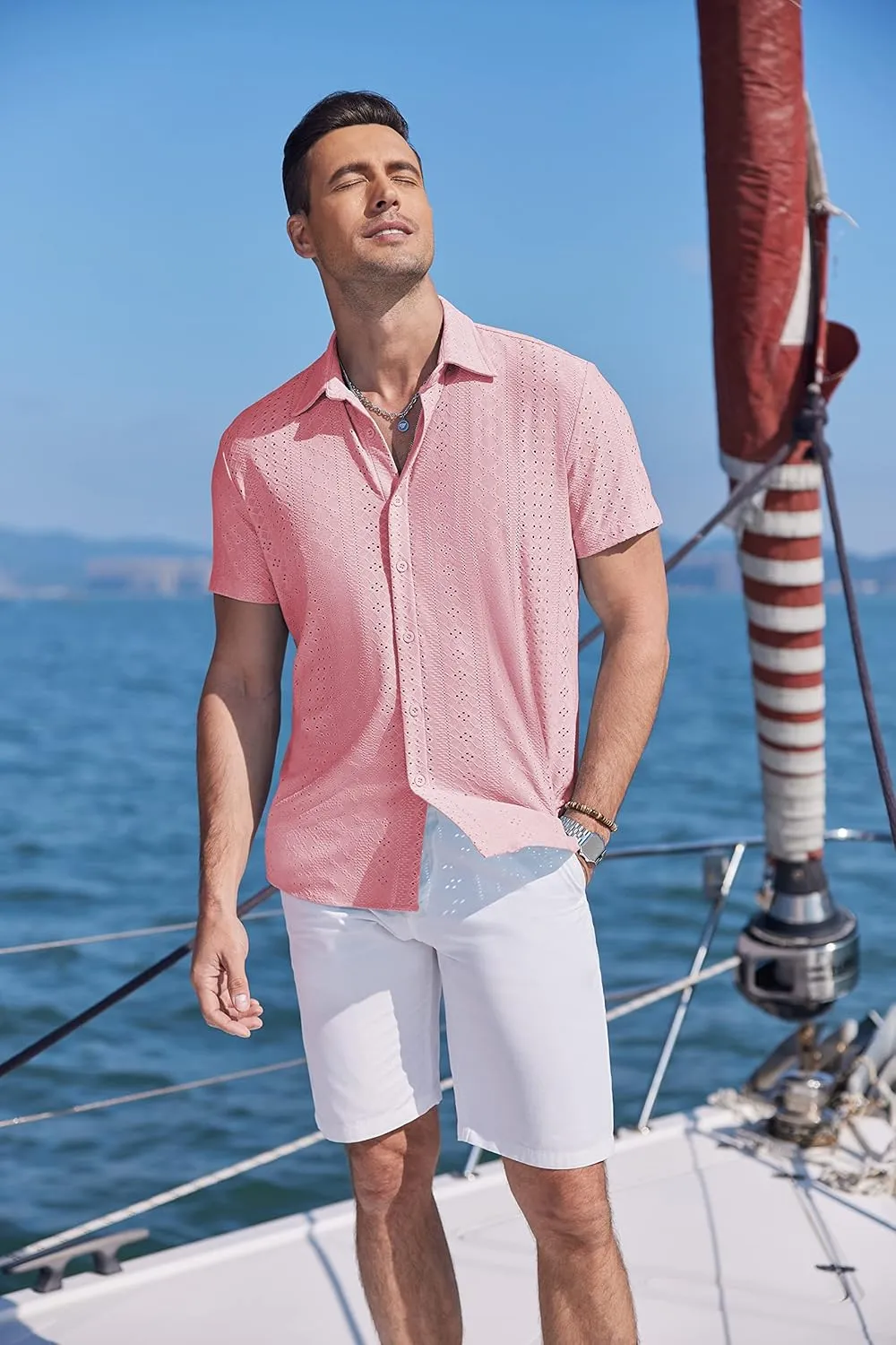 COOFANDY Mens Button Down Beach Shirt Short Sleeve Casual Vacation Shirts Summer Tropical Shirts Tops
