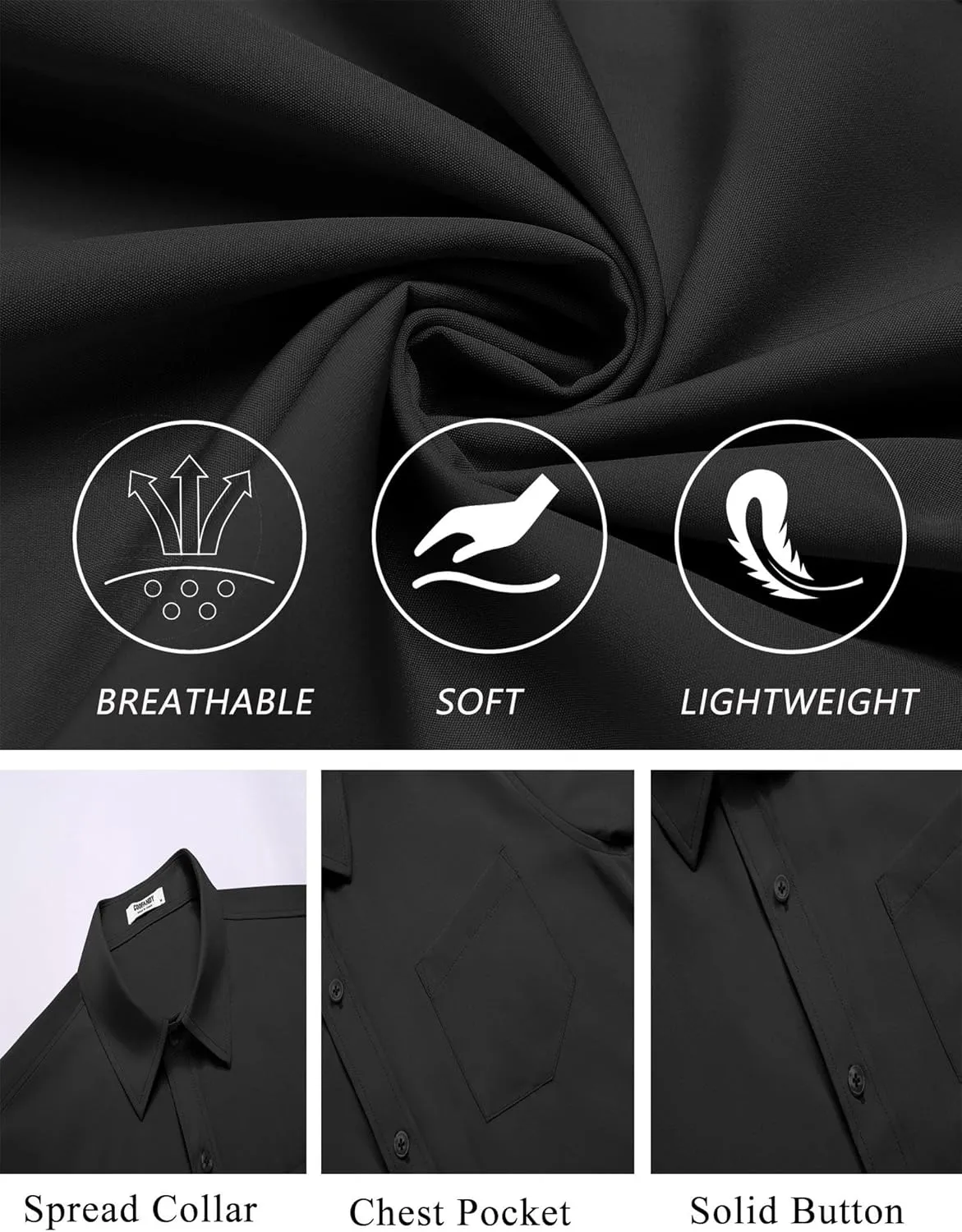 COOFANDY Mens Casual Button Down Shirts Short Sleeve Summer Untucked Dress Shirt with Pocket