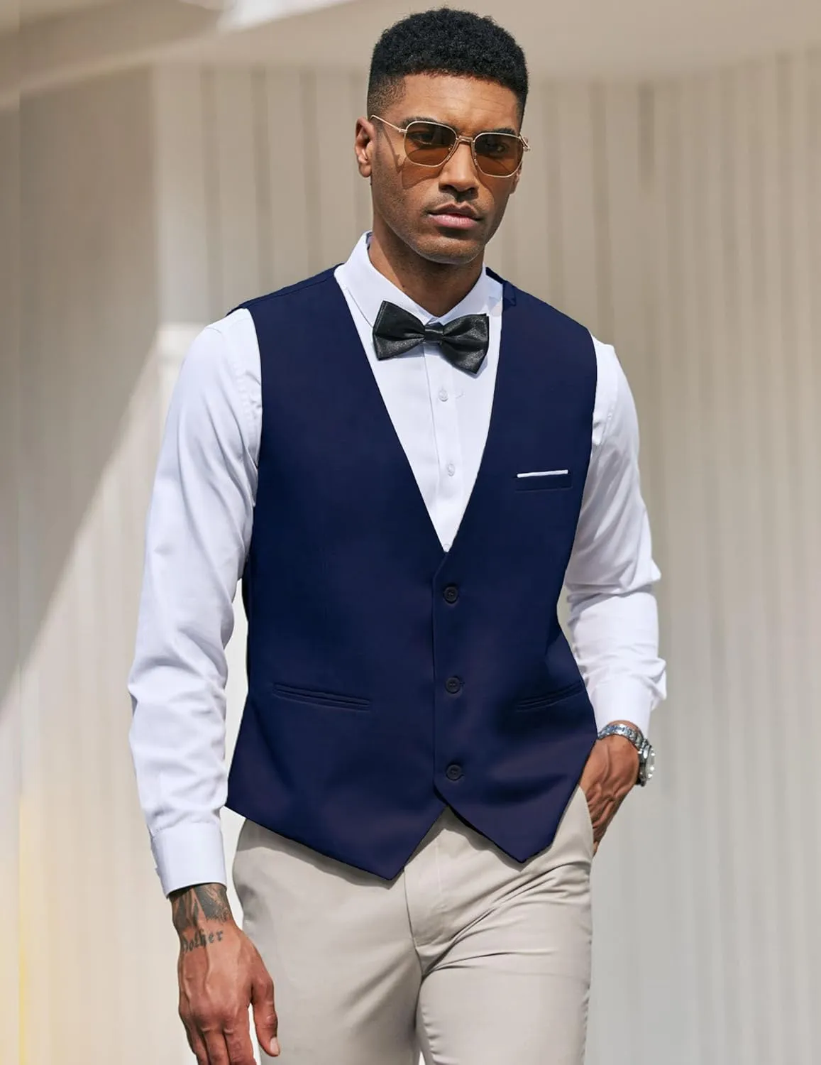 COOFANDY Men's Suit Vest Slim Fit Formal Dress Waistcoat Casual Business Vests for Suit or Tuxedo