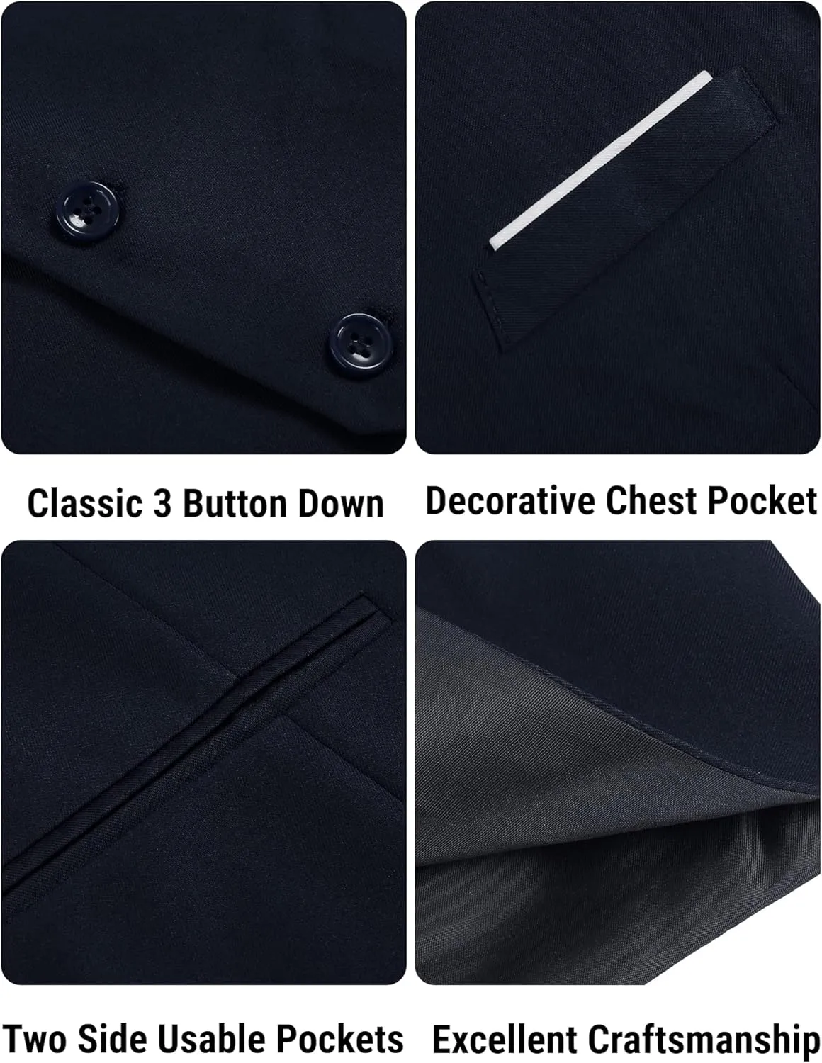 COOFANDY Men's Suit Vest Slim Fit Formal Dress Waistcoat Casual Business Vests for Suit or Tuxedo