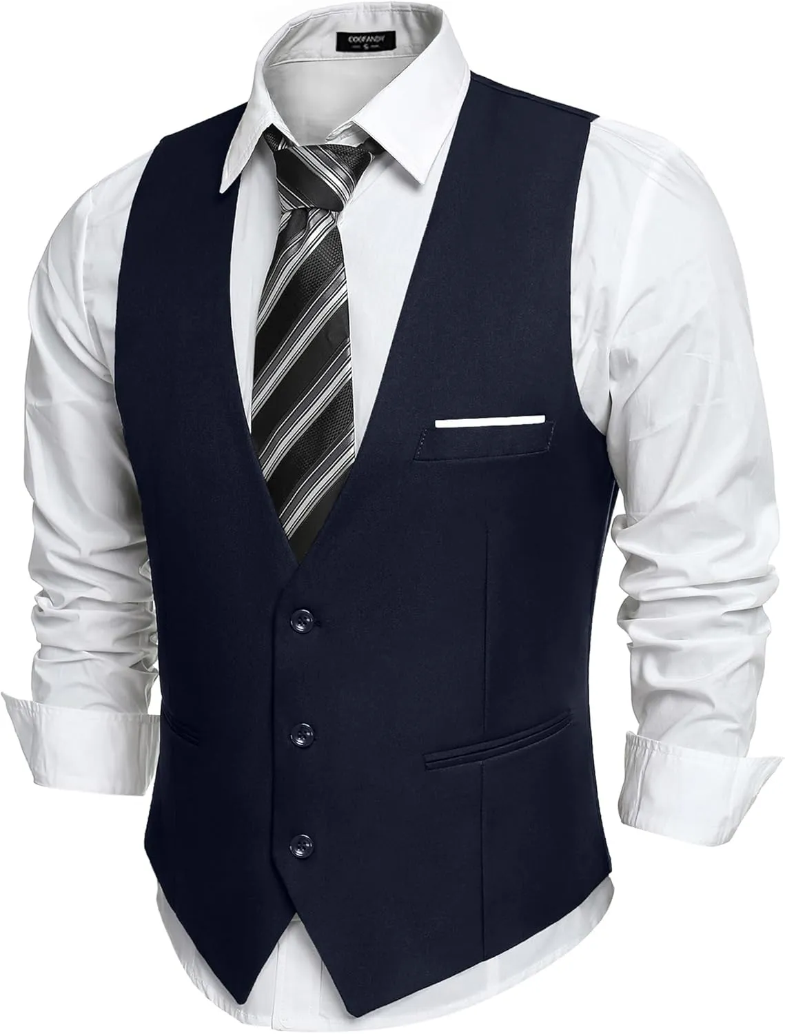 COOFANDY Men's Suit Vest Slim Fit Formal Dress Waistcoat Casual Business Vests for Suit or Tuxedo