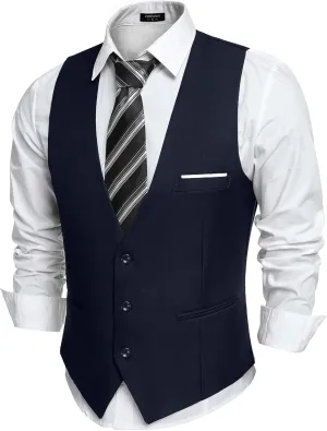COOFANDY Men's Suit Vest Slim Fit Formal Dress Waistcoat Casual Business Vests for Suit or Tuxedo