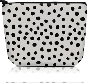 Cosmetic Bag Makeup Bag, Birthday Gifts for Women Mom, Cute Canvas Toiletry Bag, Durable Travel Toiletry Makeup Organizer Zipper Pouch, Lipstick Pouch, Cute Black Polka Dot