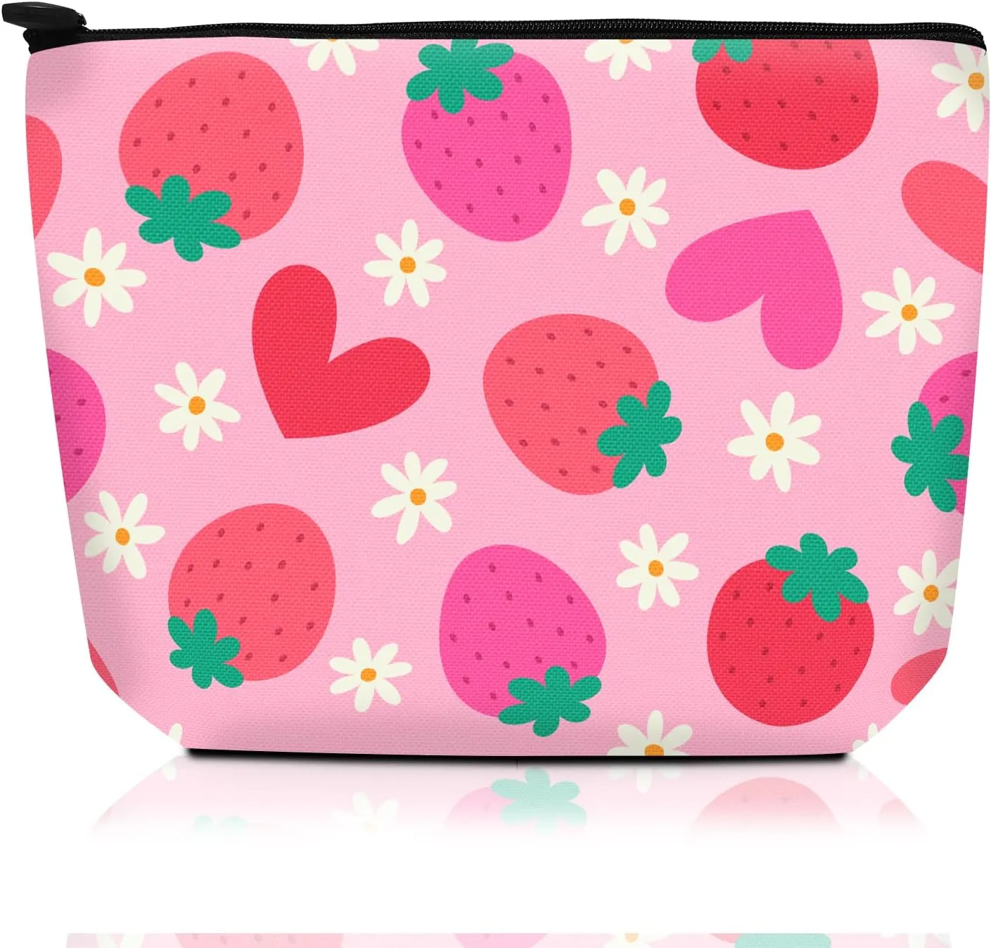 Cosmetic Bag Makeup Bag, Birthday Gifts for Women Mom, Cute Canvas Toiletry Bag, Durable Travel Toiletry Makeup Organizer Zipper Pouch, Lipstick Pouch, Cute Strawberry