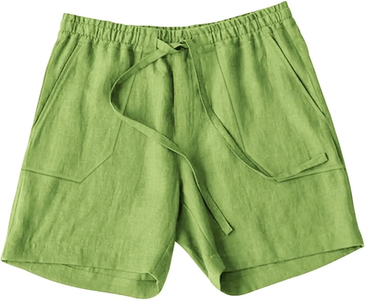 Cotton Linen Shorts for Men Elastic Waist Drawstring Summer Beach Shorts with Pockets Athletic Fit Lightweight Workout Shorts