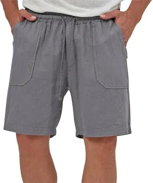 Cotton Linen Shorts for Men Elastic Waist Drawstring Summer Beach Shorts with Pockets Athletic Fit Lightweight Workout Shorts