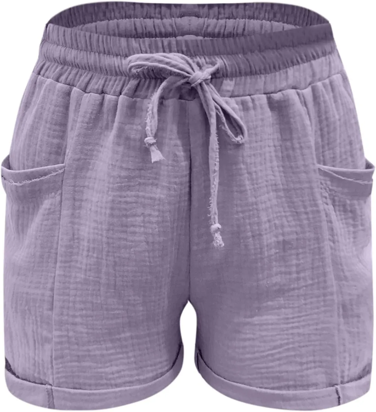 Cotton Linen Shorts for Women Drawstring Elastic High Waist Casual Summer Shorts Lightweight Baggy Comfy Shorts with Pockets