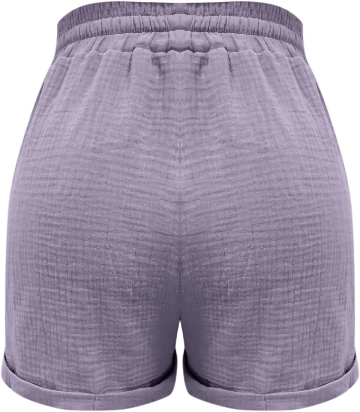 Cotton Linen Shorts for Women Drawstring Elastic High Waist Casual Summer Shorts Lightweight Baggy Comfy Shorts with Pockets