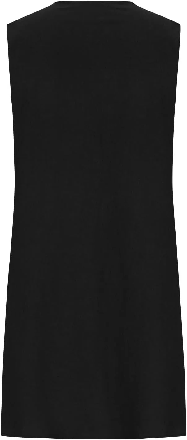 Cotton Linen Tank Dresses for Women Pleated Summer Crewneck Sleeveless Casual Mini Dress Beach Vacation Sundress