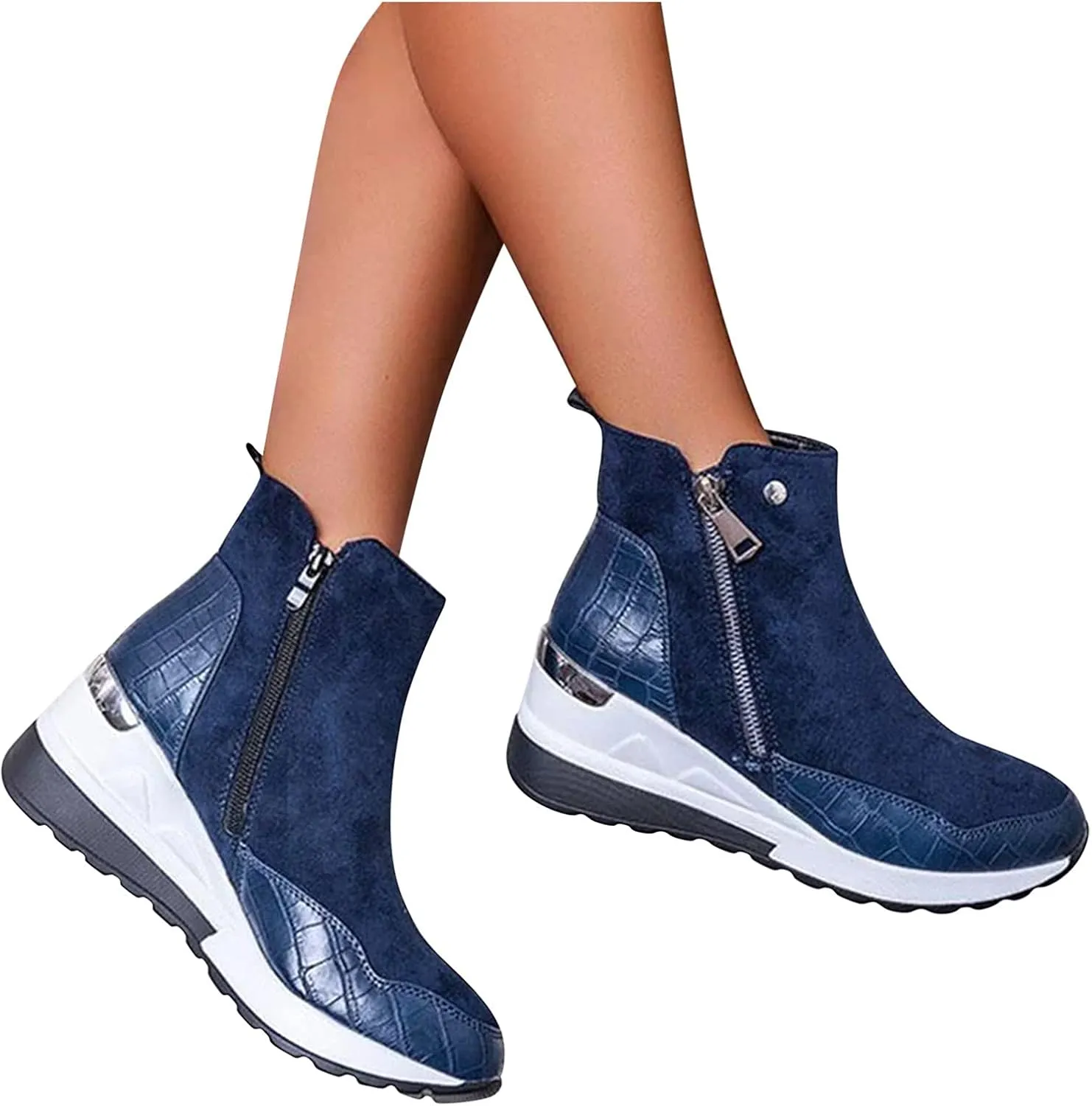Cowboy Boots for Women High Heel Peep Toe Ankle Booties Leather Boots Wedges Short Booties Single Shoes 52