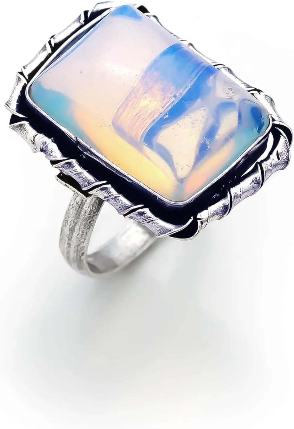 Crystal Products Natural Certified Square Opal Ring Ring Set for Women,Vintage Joint Knuckle Stackable Rings Oval Gemstone Ring