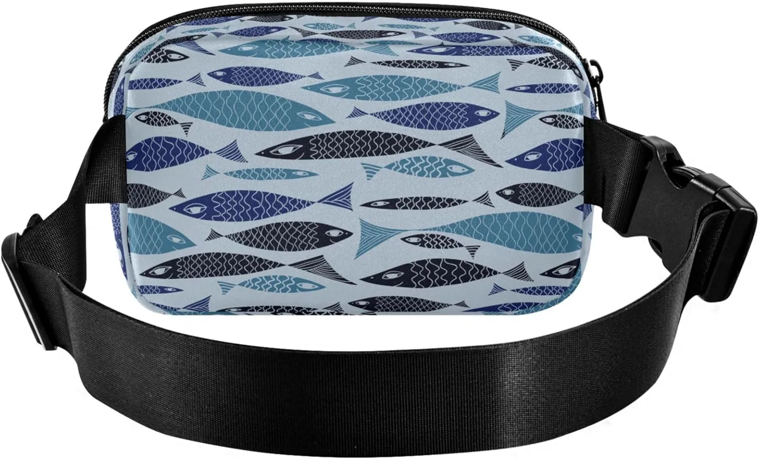 Custom Blue Fish Cartoon Fanny Packs Women Waterproof Anti Theft Belt Bag Funny Waist Purse for Women