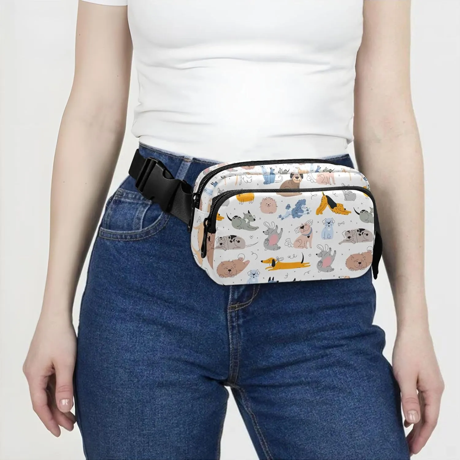 Cute Dogs Puppies Animal Fanny Pack for Women Waterproof Belt Bag Hip Pouch Cute Cross Body Waist Pack