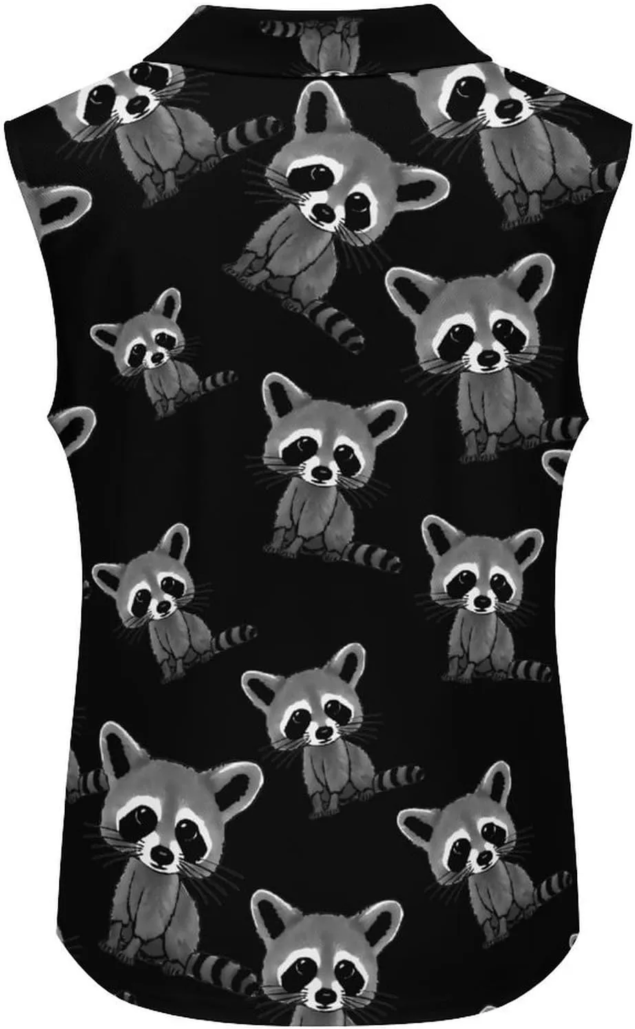 Cute Raccoon Women's Sleeveless Golf Polo Shirts Athletic Tank Tops
