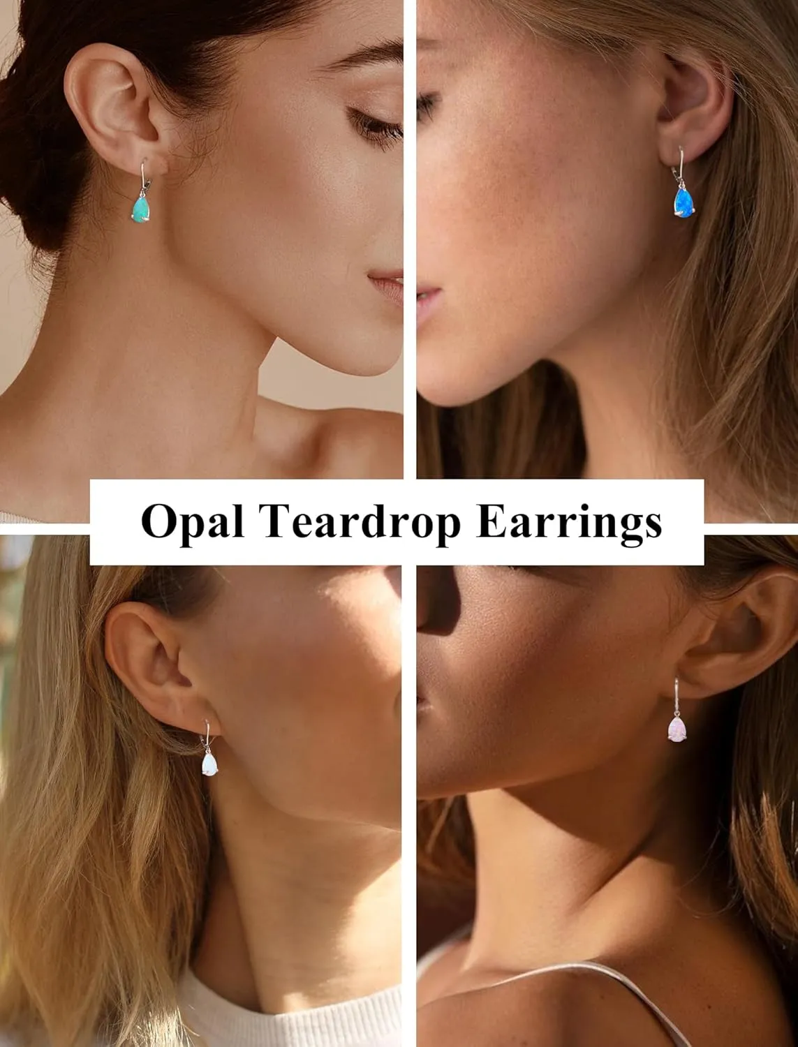 Dangle Drop Earrings 925 Sterling Silver Solitaire Leverback Earring Teardrop Created Opal Jewelry Gifts for Women