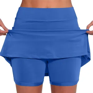 DDAPJ pyju Womens Summer Tennis Skirts with Shorts Underneath High Waisted Golf Inner Shorts Running Sports Pickleball Skorts
