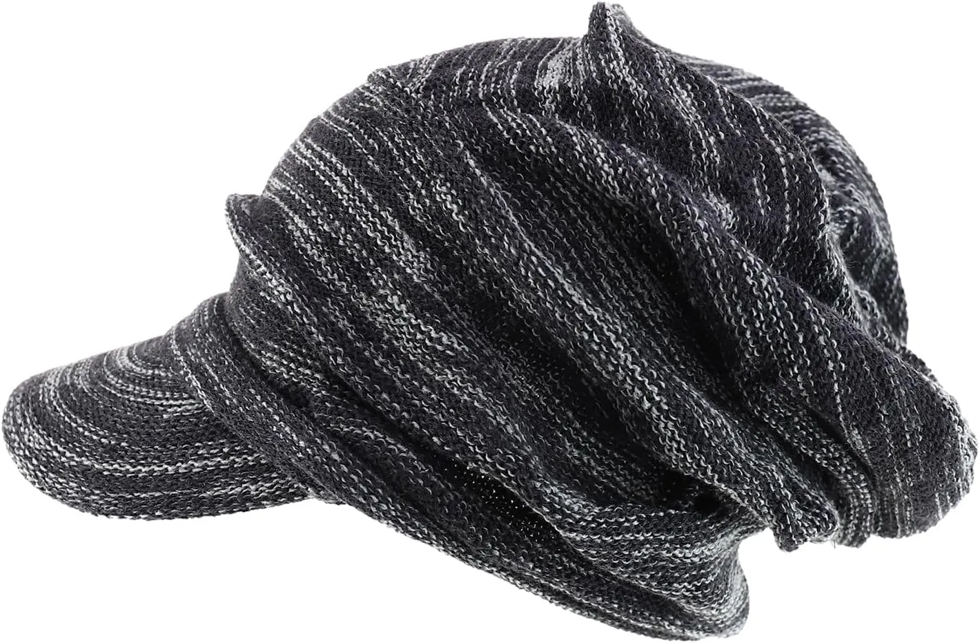 Deep Crown Wrinkled Knit Slouch Rasta Beanie Visor
