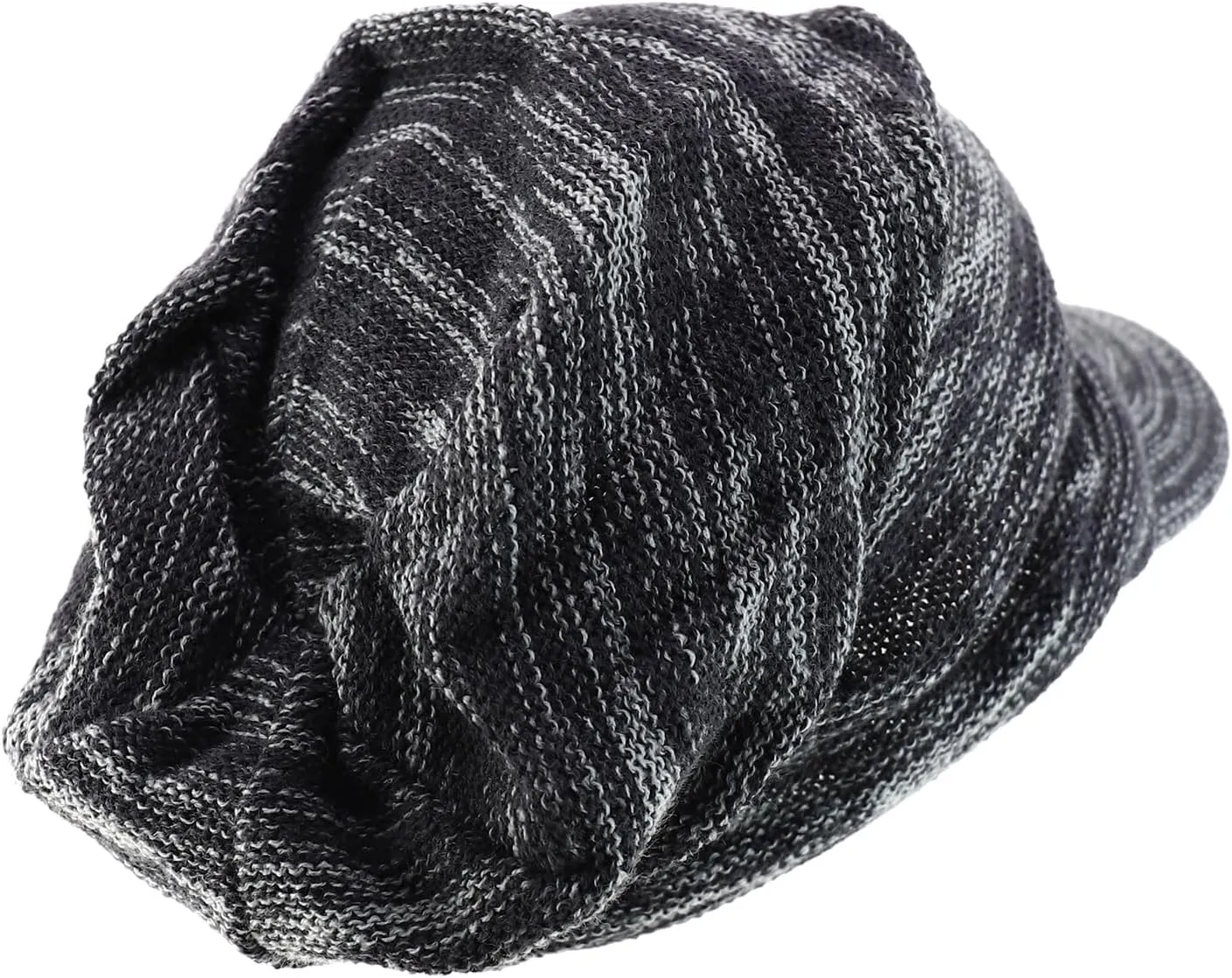 Deep Crown Wrinkled Knit Slouch Rasta Beanie Visor