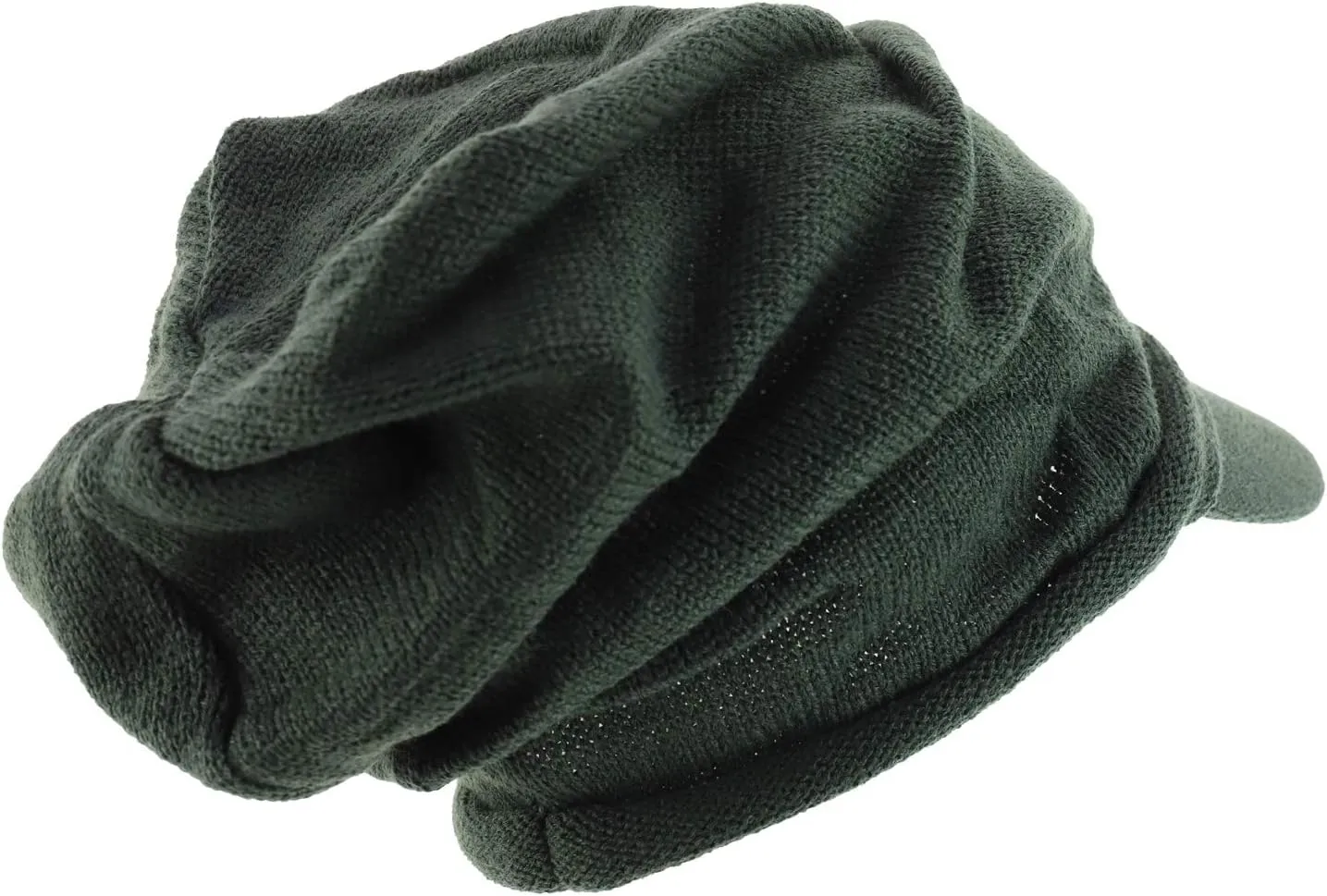 Deep Crown Wrinkled Knit Slouch Rasta Beanie Visor