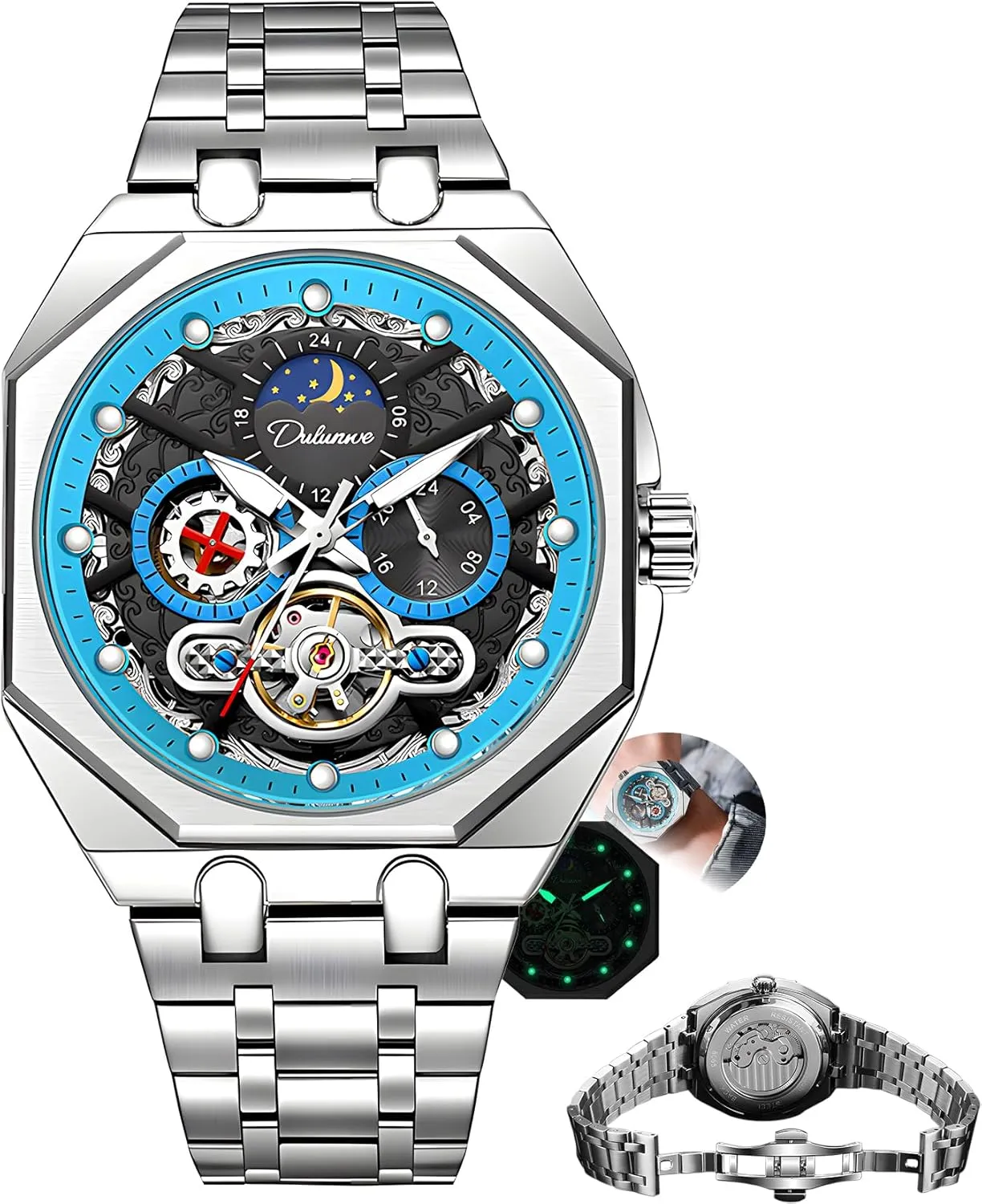 Design New Top Luxury Casual Automatic Men's Watch Tourbillon Transparent Mechanical Watch Luminous Waterproof Men Watch