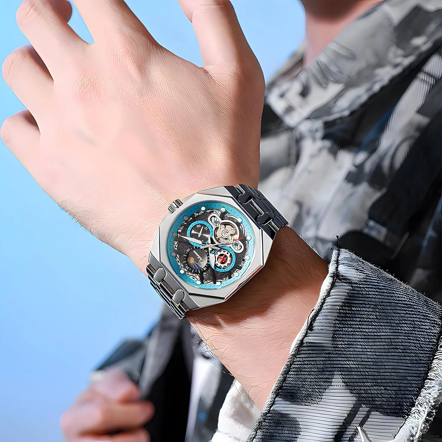 Design New Top Luxury Casual Automatic Men's Watch Tourbillon Transparent Mechanical Watch Luminous Waterproof Men Watch
